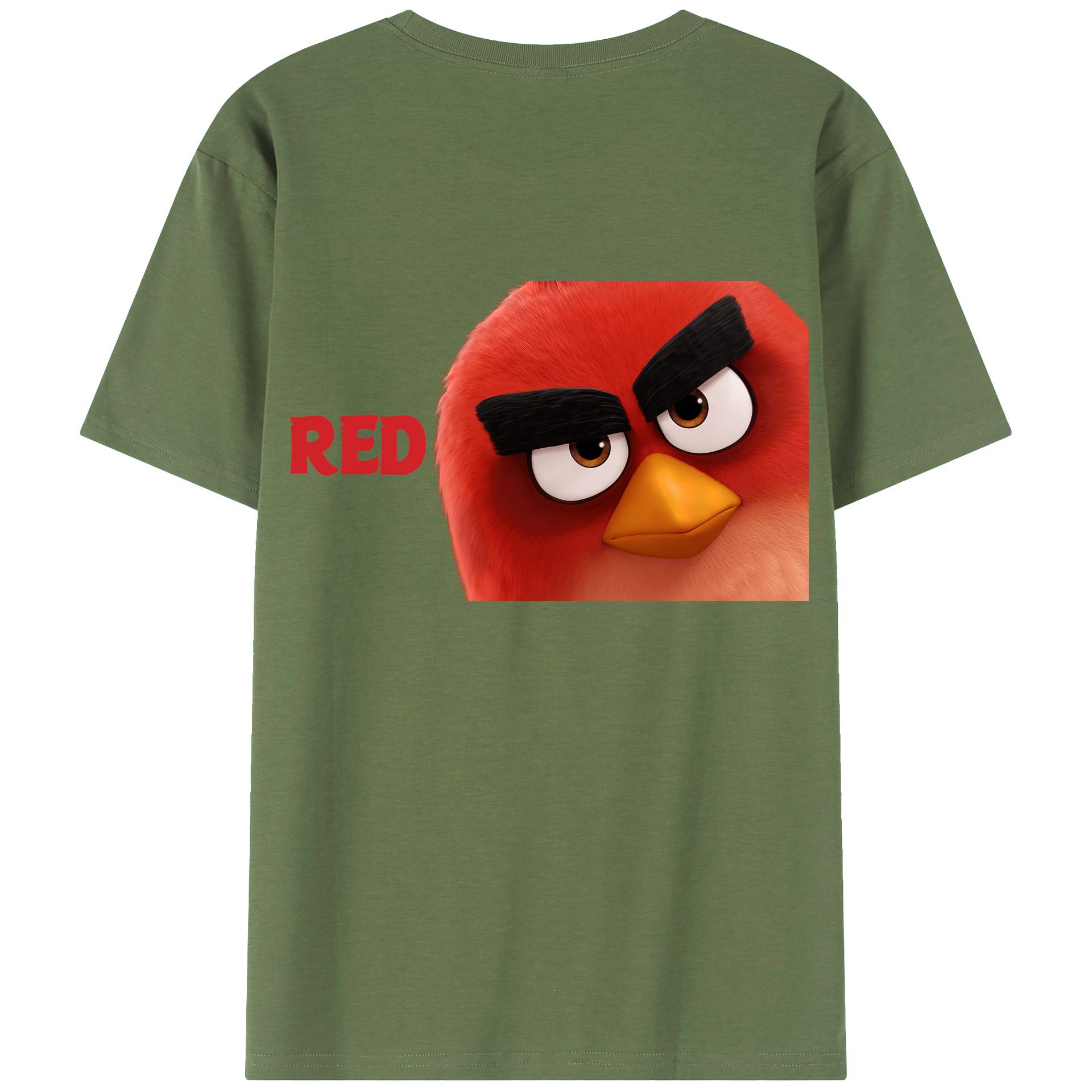 （画像用） Angry Birds アングリーバード 綿100％ メンズ半袖Tシャツ（バックプリント） 通気性